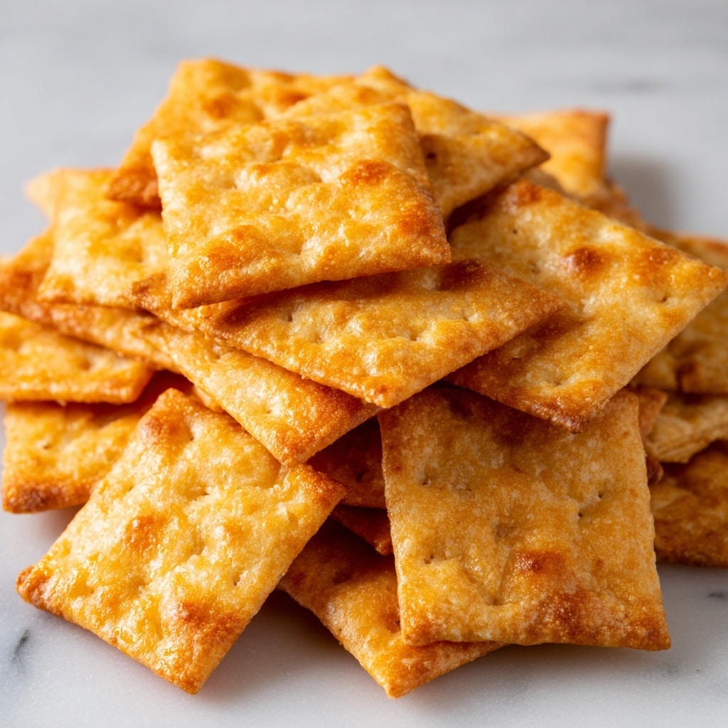 The image shows many small square treats laid out neatly on a baking tray lined with parchment paper. Each treat has two visible layers; the bottom layer is a light brown, crispy base, and the top layer is a sticky, melted golden cereal mix that looks slightly glossy and textured with puffed grains. The squares are evenly spaced and appear freshly made and slightly warm. The white marbled texture underneath the baking tray adds a clean, bright background to the scene. photo taken with an iphone --ar 4:5 --v 7