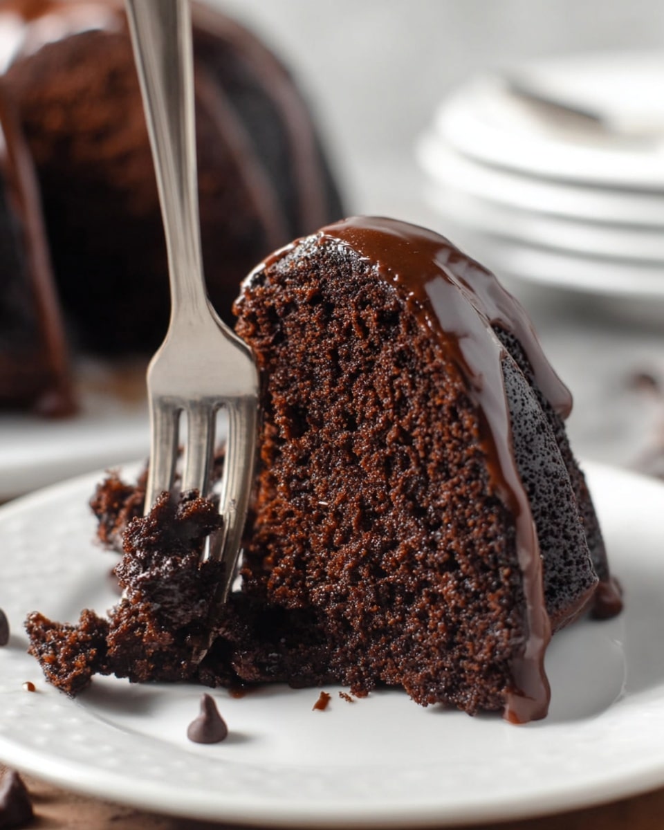The image shows a single-layer round chocolate cake covered with smooth, shiny dark chocolate ganache that drips thickly down the sides, pooling slightly at the base. On top, there are chocolate chips and small pieces scattered, adding texture and decoration. The cake sits on a wooden board, and the background is a soft, blurred brown tone. The surface should be changed to a white marbled texture. photo taken with an iphone --ar 4:5 --v 7