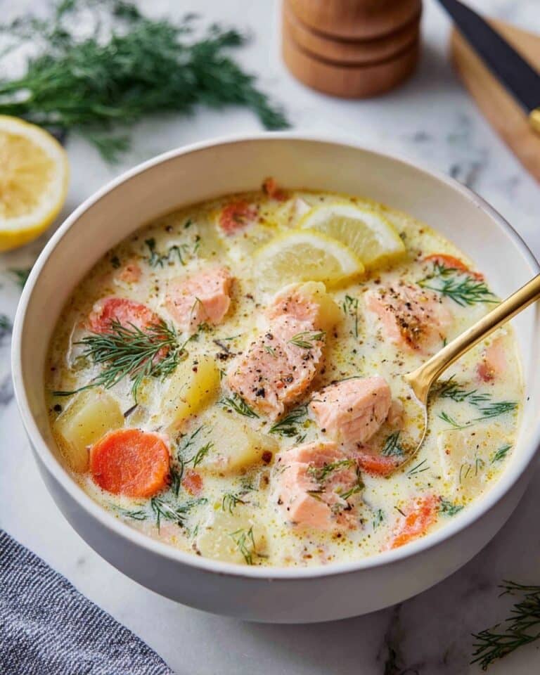 Creamy Dill Salmon Soup with Potatoes and Leeks Recipe
