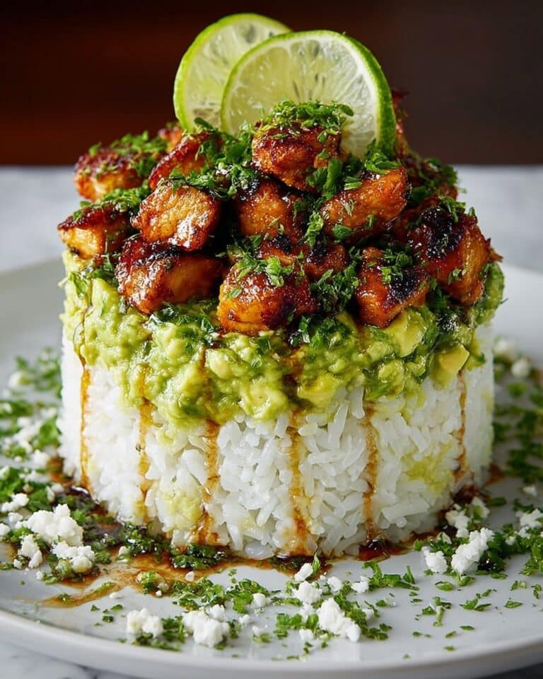 Tangy Honey Lime Chicken & Avocado Rice Stack Recipe