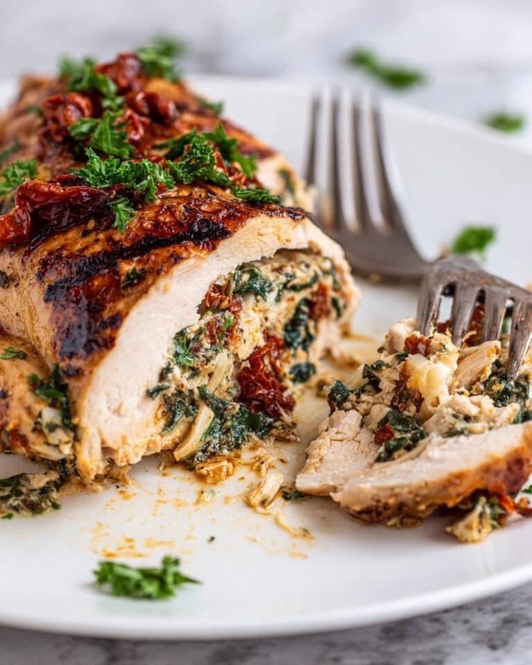Cheesy Spinach & Sundried Tomato Stuffed Chicken Recipe