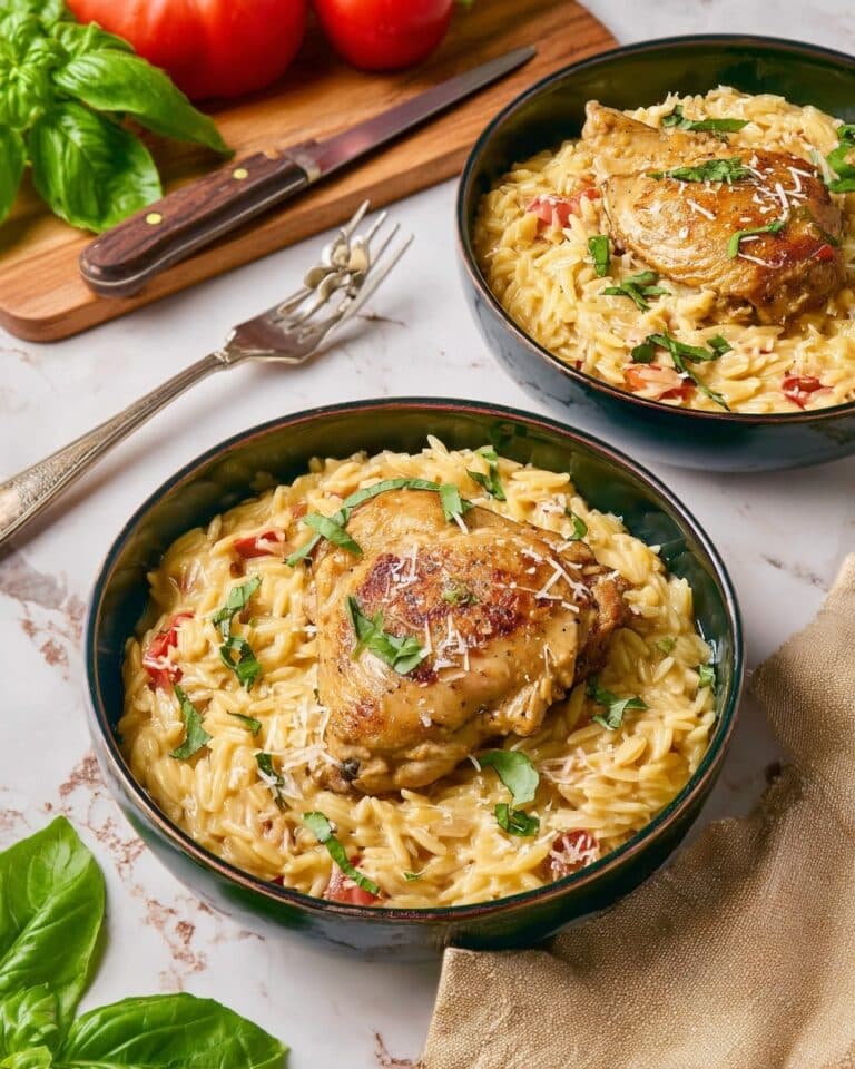 30 Minute One Pan Chicken Orzo with Tomatoes Recipe