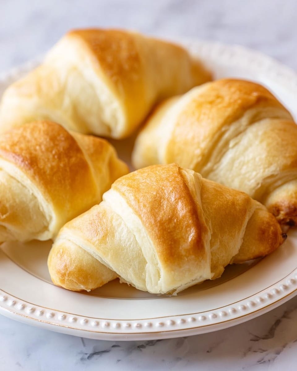 The image shows a close-up of creamy crab-filled pastries on a white plate with a yellow rim. Each pastry has two layers: a top layer of golden brown flaky crust with a shiny texture, and a bottom layer filled with shredded white crab meat mixed in a smooth, creamy white sauce. The filling looks rich and slightly chunky, spilling out a little from the crust's edges. The background is a white marbled texture. photo taken with an iphone --ar 4:5 --v 7
