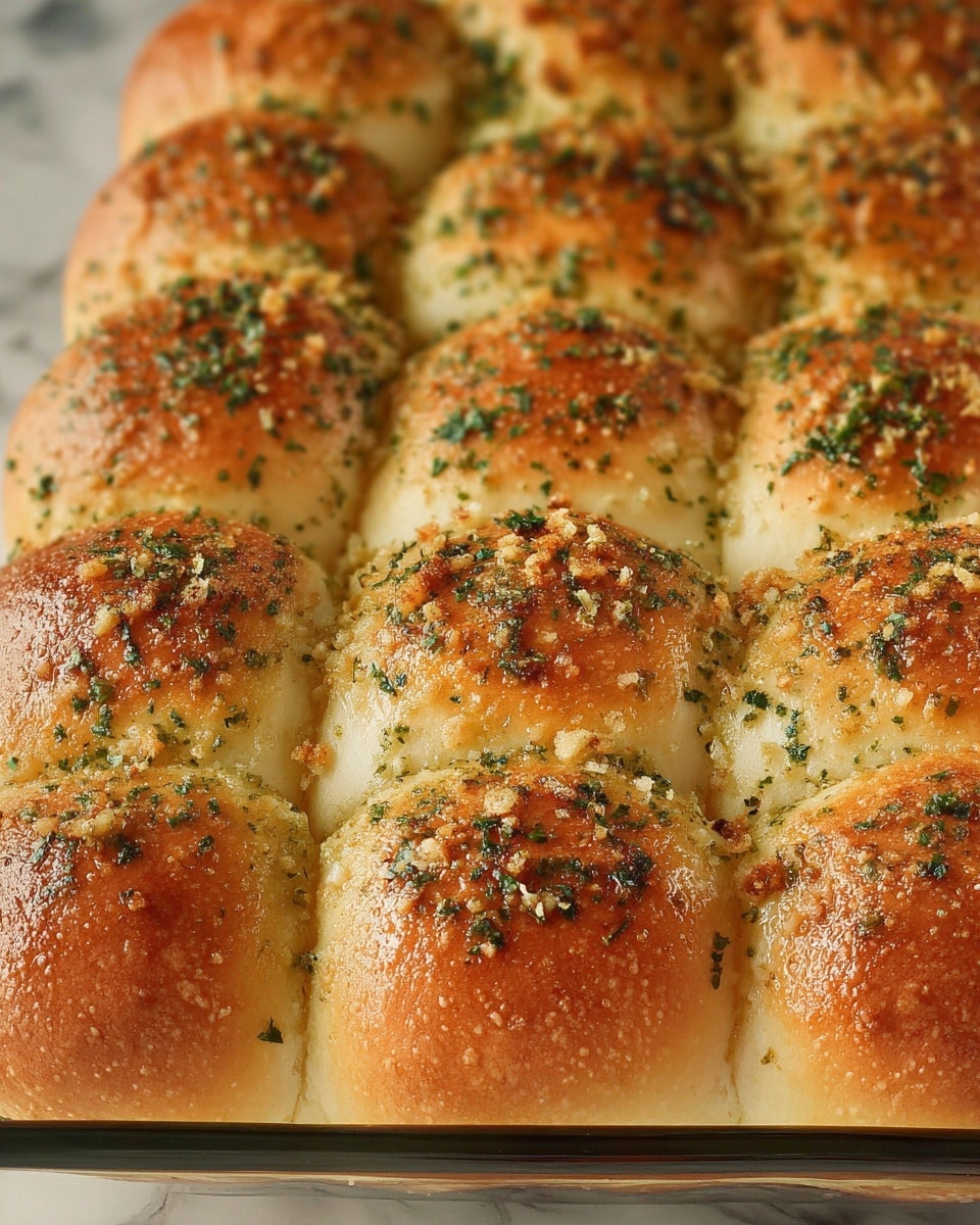 A close-up image shows a soft bread roll held by a woman's hand. The roll has a golden-brown top with a light sprinkling of herbs and melted cheese giving it a textured, slightly crispy surface. The inside of the roll is fluffy and white with small green specks of herbs visible throughout the soft bread. The roll is part of a set of bread pieces placed together in a clear glass baking dish, all resting on a white marbled texture surface. photo taken with an iphone --ar 4:5 --v 7