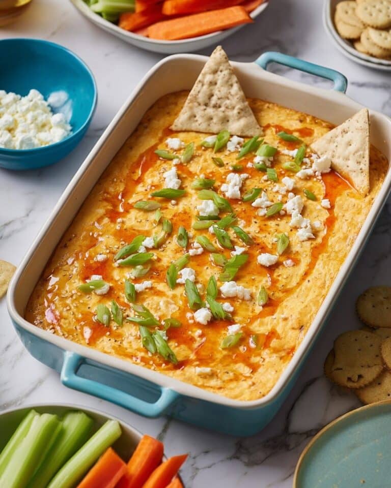 Easy Cottage Cheese Buffalo Chicken Dip (Baked & Creamy) Recipe