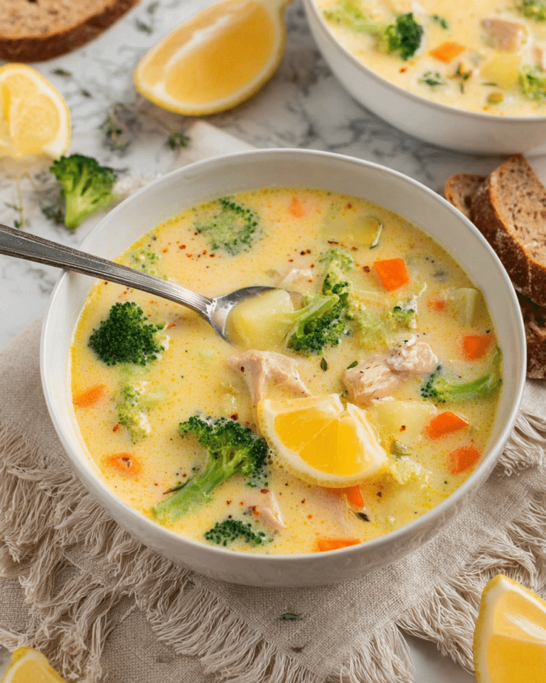 Creamy Chicken Broccoli Soup with Parmesan and Fresh Herbs Recipe
