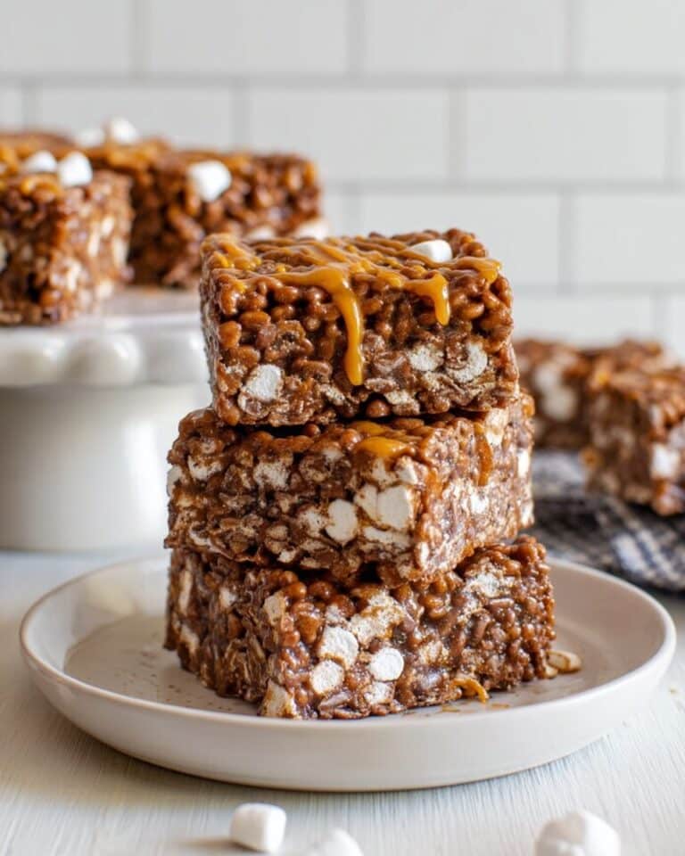 Chocolate Churro Rice Krispie Treats with Caramel Drizzle Recipe