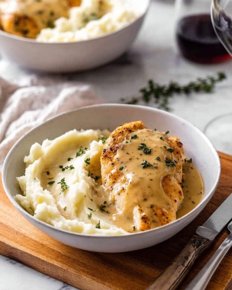 Chicken with Creamy Dijon Sauce and Mashed Potatoes Recipe