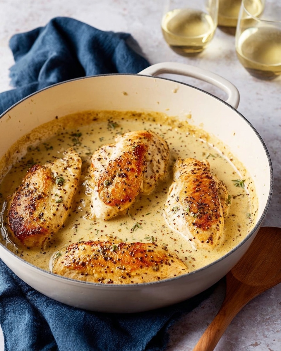 In a white bowl, there is a serving of creamy, smooth white mashed potatoes placed on the left side, with soft swirls on the surface. On the right side, there is a piece of golden-brown chicken breast covered with a thick, beige gravy sauce that has specks of black pepper and green herbs sprinkled on top. The bowl sits on a light wooden board, and a fork and knife rest beside it on a white marbled surface. In the background, there is a blurred white bowl with more mashed potatoes. Photo taken with an iphone --ar 4:5 --v 7