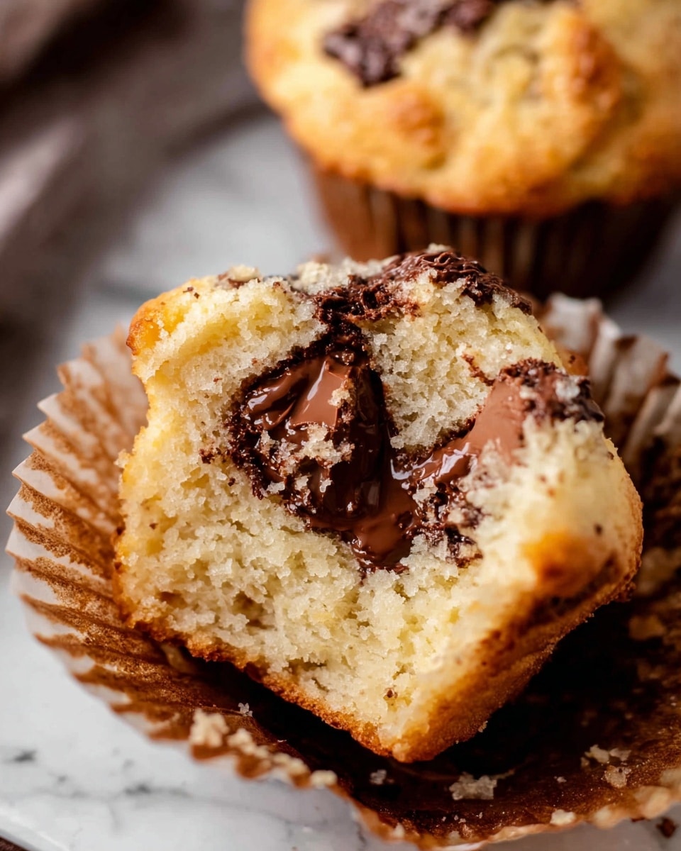 The image shows a close-up of several muffins with a marble chocolate swirl on top. Each muffin has a light golden-brown base layer with a soft, fluffy texture. The chocolate swirl layer is dark brown and smooth, unevenly spread on top, creating a cracked pattern with some thick curls of chocolate. The muffins sit together closely on a black tray, with a woman's hand holding one on the left side, and a cream-colored cloth partially visible nearby. The background is a white marbled texture. photo taken with an iphone --ar 4:5 --v 7