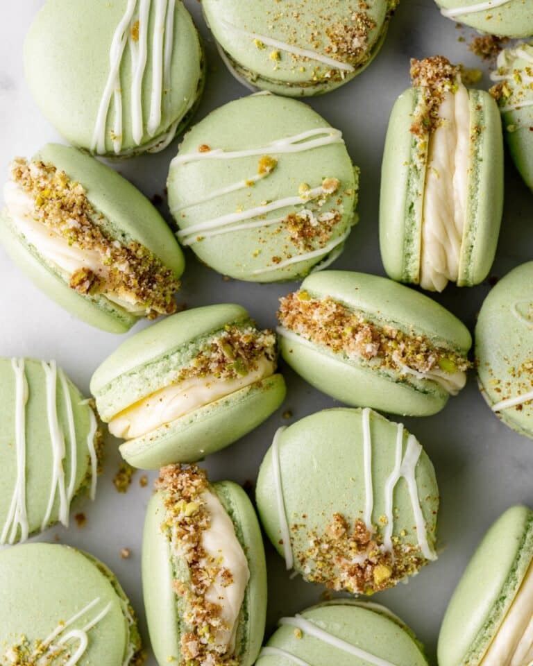 Pistachio Macarons with White Chocolate Ganache Recipe